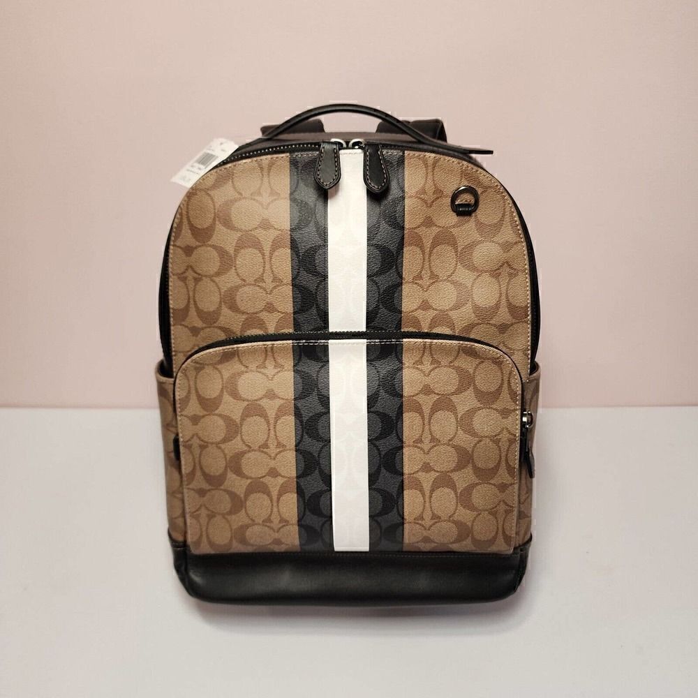 NWT Coach C3230 Graham Backpack In Blocked Signature Canvas Varsity Stripe Bag